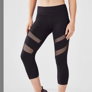 Fabletics Black Mesh Powerhold Capri Leggings